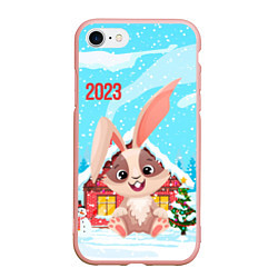 Чехол iPhone 7/8 матовый Зайчик с большими ушами 2023, цвет: 3D-светло-розовый