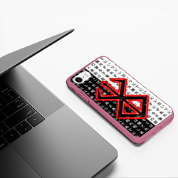 Чехол iPhone 7/8 матовый Клеймо жертвы - иероглифы, цвет: 3D-малиновый — фото 2