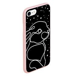 Чехол iPhone 7/8 матовый Кролик и снегопад, цвет: 3D-светло-розовый — фото 2