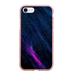 Чехол iPhone 7/8 матовый Звёздное абстрактное фиолетовое небо, цвет: 3D-светло-розовый