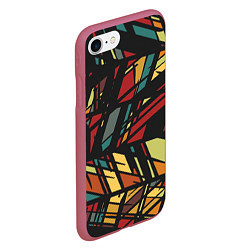 Чехол iPhone 7/8 матовый Абстракция в разноцветных линиях, цвет: 3D-малиновый — фото 2