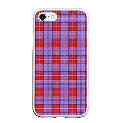 Чехол iPhone 7/8 матовый Ткань Шотландка красно-синяя