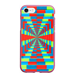 Чехол iPhone 7/8 матовый Разноцветный туннель - оптическая иллюзия, цвет: 3D-малиновый