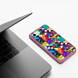 Чехол iPhone 7/8 матовый Пэчворк - лоскутные узоры, цвет: 3D-малиновый — фото 2