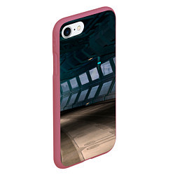 Чехол iPhone 7/8 матовый Коридор космической станции, цвет: 3D-малиновый — фото 2