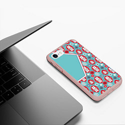 Чехол iPhone 7/8 матовый Новогодние мишки, цвет: 3D-светло-розовый — фото 2