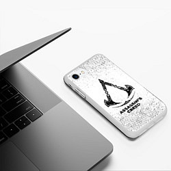 Чехол iPhone 7/8 матовый Assassins Creed с потертостями на светлом фоне, цвет: 3D-белый — фото 2