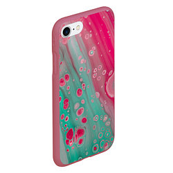 Чехол iPhone 7/8 матовый Розовые и голубые краски, цвет: 3D-малиновый — фото 2