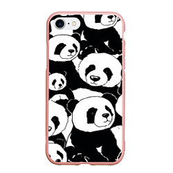 Чехол iPhone 7/8 матовый С пандами паттерн, цвет: 3D-светло-розовый