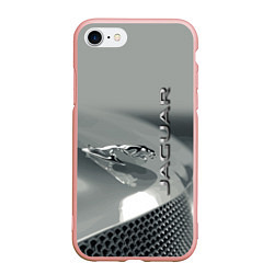 Чехол iPhone 7/8 матовый Jaguar - капот - эмблема, цвет: 3D-светло-розовый