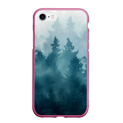 Чехол iPhone 7/8 матовый Лес градиент, цвет: 3D-малиновый