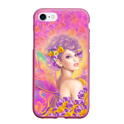 Чехол iPhone 7/8 матовый Розовая фея бабочка, цвет: 3D-малиновый