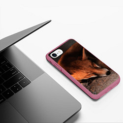 Чехол iPhone 7/8 матовый Спящая лисичка, цвет: 3D-малиновый — фото 2