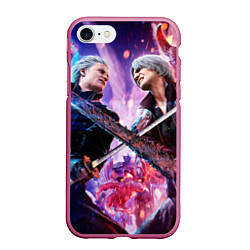 Чехол iPhone 7/8 матовый Vergil vs Dante, цвет: 3D-малиновый