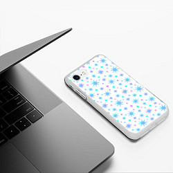 Чехол iPhone 7/8 матовый Разноцветные звезды на белом фоне, цвет: 3D-белый — фото 2