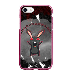 Чехол iPhone 7/8 матовый Черный кролик орет как сумасшедший, цвет: 3D-малиновый