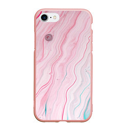 Чехол iPhone 7/8 матовый Розовые и голубые линии и краски, цвет: 3D-светло-розовый