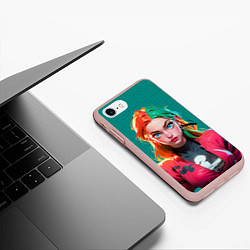 Чехол iPhone 7/8 матовый Нейросеть - киберпанк аниме, цвет: 3D-светло-розовый — фото 2