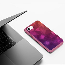 Чехол iPhone 7/8 матовый Разноцветные полигоны, цвет: 3D-малиновый — фото 2