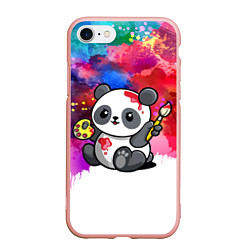 Чехол iPhone 7/8 матовый Милый пандёныш - великий художник, цвет: 3D-светло-розовый