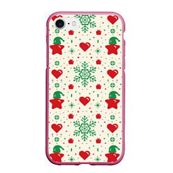 Чехол iPhone 7/8 матовый Love new year, цвет: 3D-малиновый