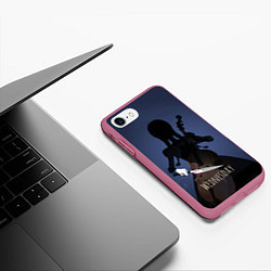 Чехол iPhone 7/8 матовый Wednesday & Violin, цвет: 3D-малиновый — фото 2