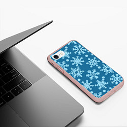 Чехол iPhone 7/8 матовый Blue snow, цвет: 3D-светло-розовый — фото 2