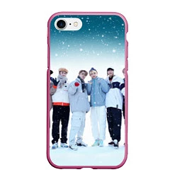 Чехол iPhone 7/8 матовый Stray Kids winter, цвет: 3D-малиновый