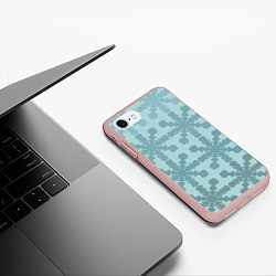 Чехол iPhone 7/8 матовый Снежинки градиент, цвет: 3D-светло-розовый — фото 2