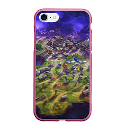 Чехол iPhone 7/8 матовый Фортнайт карта, цвет: 3D-малиновый