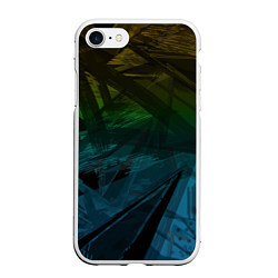 Чехол iPhone 7/8 матовый Черный абстрактный узор на сине-зеленом фоне