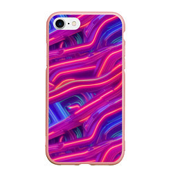 Чехол iPhone 7/8 матовый Neon waves, цвет: 3D-светло-розовый