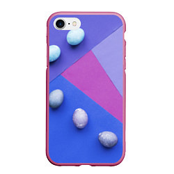 Чехол iPhone 7/8 матовый Линии, фигуры, геометрия и сливы, цвет: 3D-малиновый