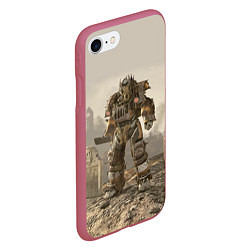 Чехол iPhone 7/8 матовый Bone raider power armor skin in fallout, цвет: 3D-малиновый — фото 2