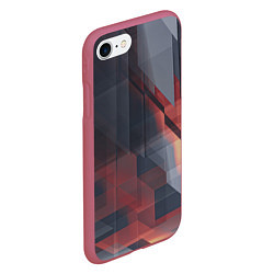 Чехол iPhone 7/8 матовый Серые и красные призрачные стёкла, цвет: 3D-малиновый — фото 2
