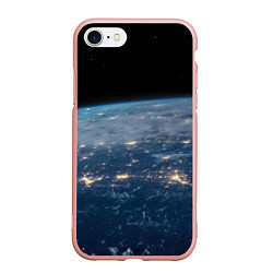 Чехол iPhone 7/8 матовый Планета, космос и огни, цвет: 3D-светло-розовый