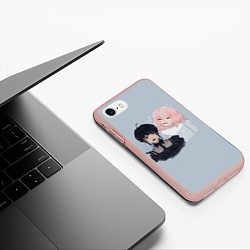Чехол iPhone 7/8 матовый Энид и Венсдей, цвет: 3D-светло-розовый — фото 2