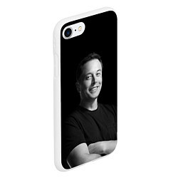Чехол iPhone 7/8 матовый Илон Маск, портрет, цвет: 3D-белый — фото 2