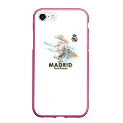 Чехол iPhone 7/8 матовый Karim Benzema - Real Madrid, цвет: 3D-малиновый