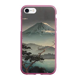 Чехол iPhone 7/8 матовый Великий вулкан Фудзияма, цвет: 3D-малиновый