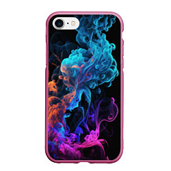 Чехол iPhone 7/8 матовый Неоновый цветной дым на черном фоне