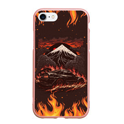 Чехол iPhone 7/8 матовый Nissan Skyline in fire, цвет: 3D-светло-розовый