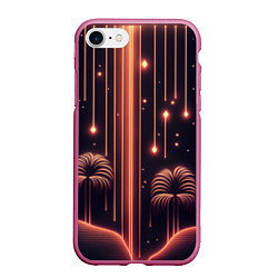 Чехол iPhone 7/8 матовый Неоновый тропический дождь, цвет: 3D-малиновый