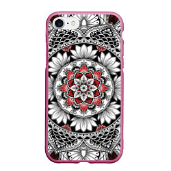 Чехол iPhone 7/8 матовый Мандала: цветочный узор, цвет: 3D-малиновый