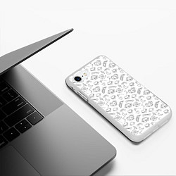 Чехол iPhone 7/8 матовый Дудлы с темой любви и космоса, цвет: 3D-белый — фото 2