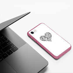 Чехол iPhone 7/8 матовый Сердце в стиле тату, цвет: 3D-малиновый — фото 2