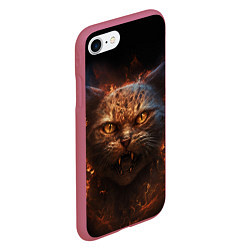 Чехол iPhone 7/8 матовый Огненный кот, цвет: 3D-малиновый — фото 2