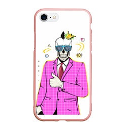 Чехол iPhone 7/8 матовый Череп в пиджаке, цвет: 3D-светло-розовый