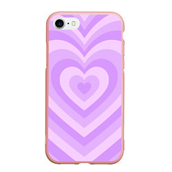 Чехол iPhone 7/8 матовый Hearts purple, цвет: 3D-светло-розовый