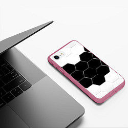 Чехол iPhone 7/8 матовый Абстракция текстура соты, цвет: 3D-малиновый — фото 2